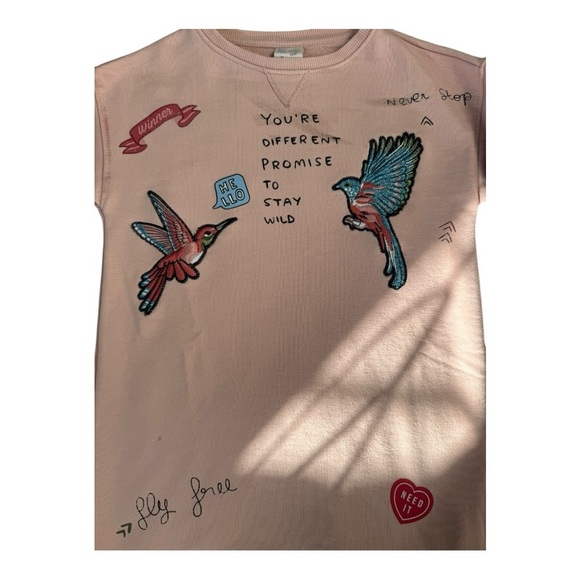 Zara Kids Cream Graphic Sweatshirt with Birds - Picture 2 of 4